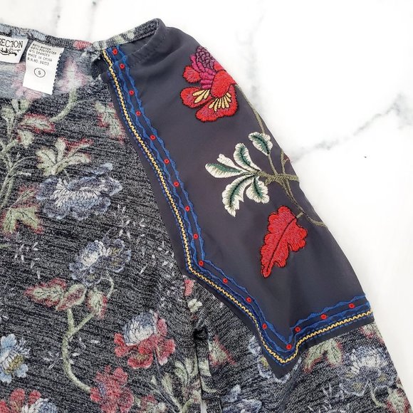 New Direction, Embroidered Floral Top, Small - Picture 3 of 7